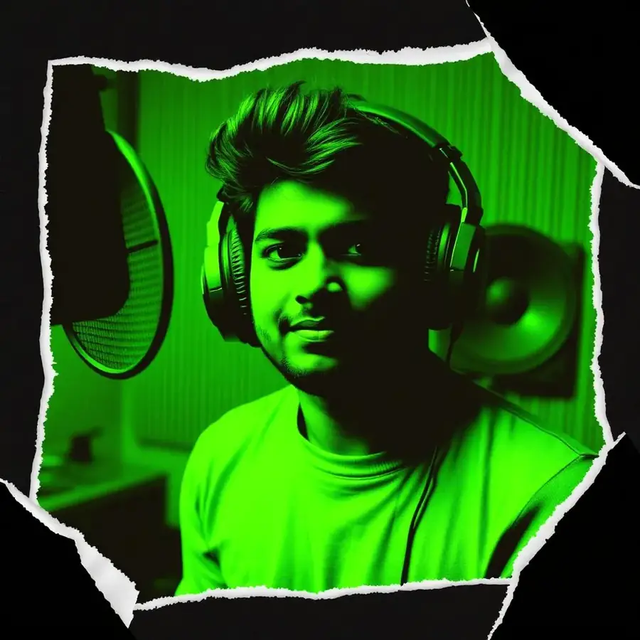 Independent artist recording vocals in a studio